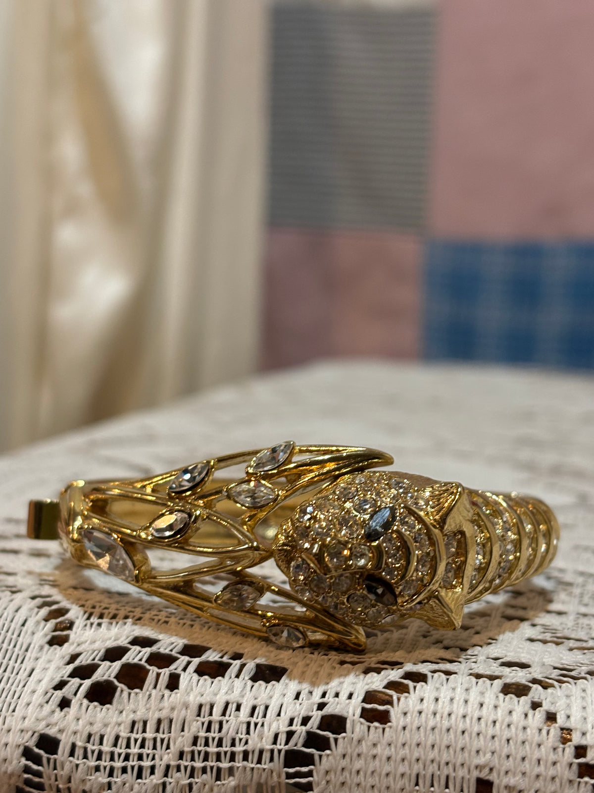 Trifari Goldtone Tiger Rhinestone bracelet