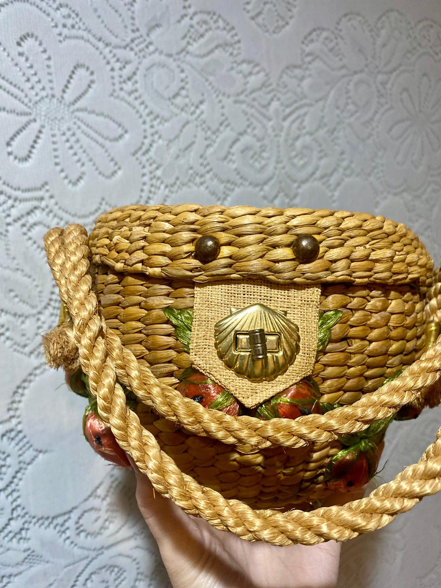 Vintage 50’s woven strawberry purse