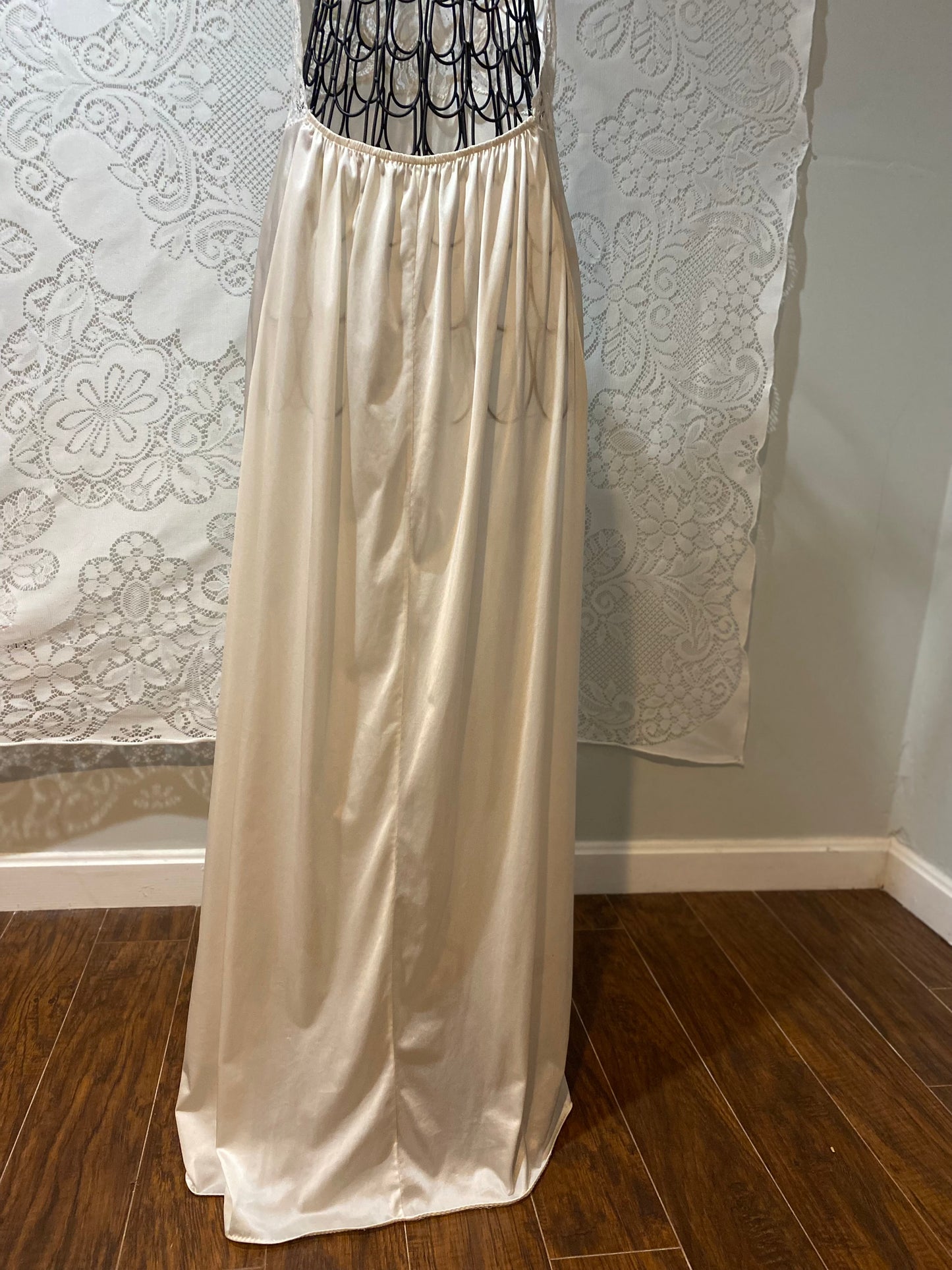 Vintage cream satin lingerie evening gown