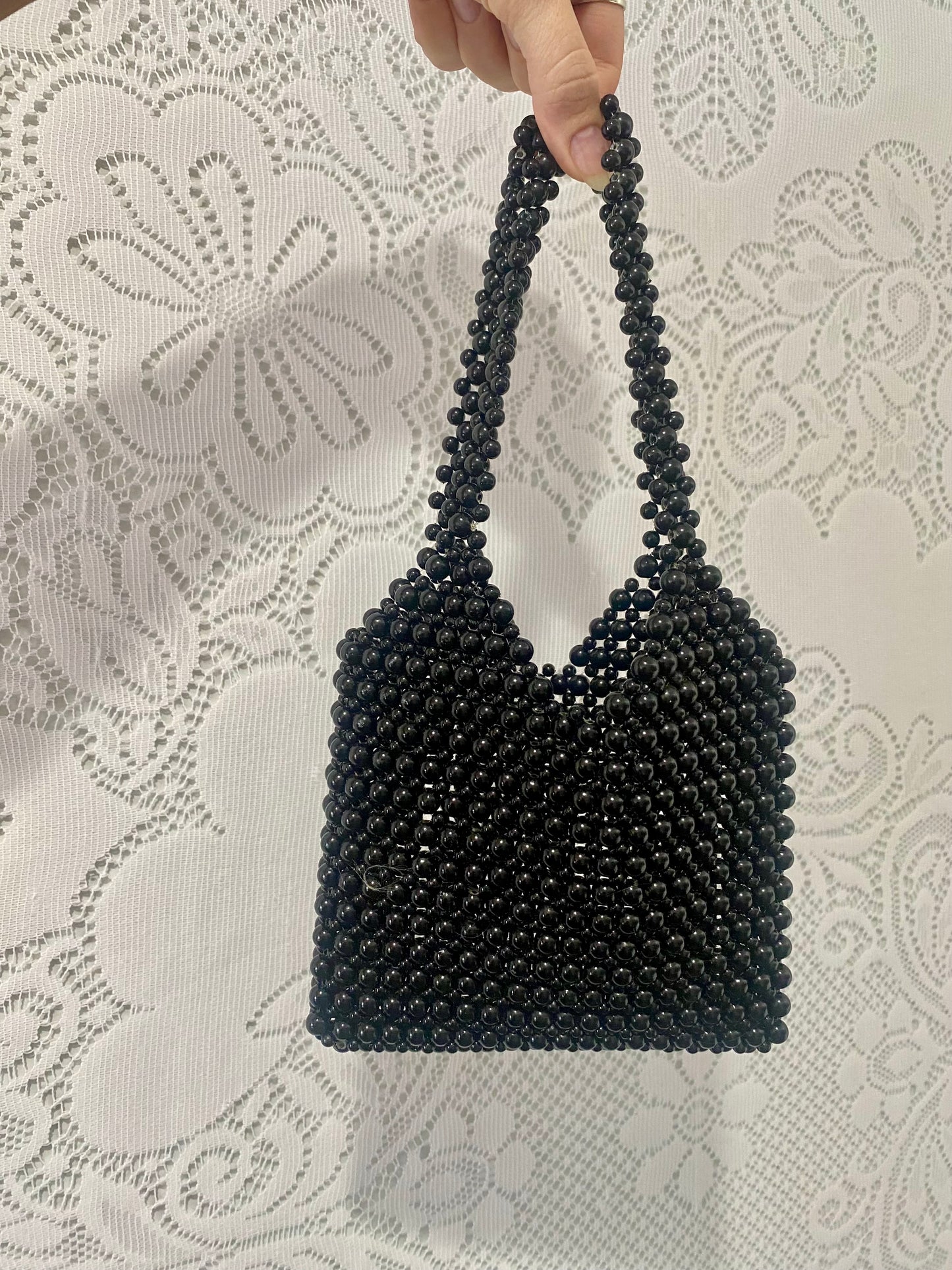 Black beaded mini purse