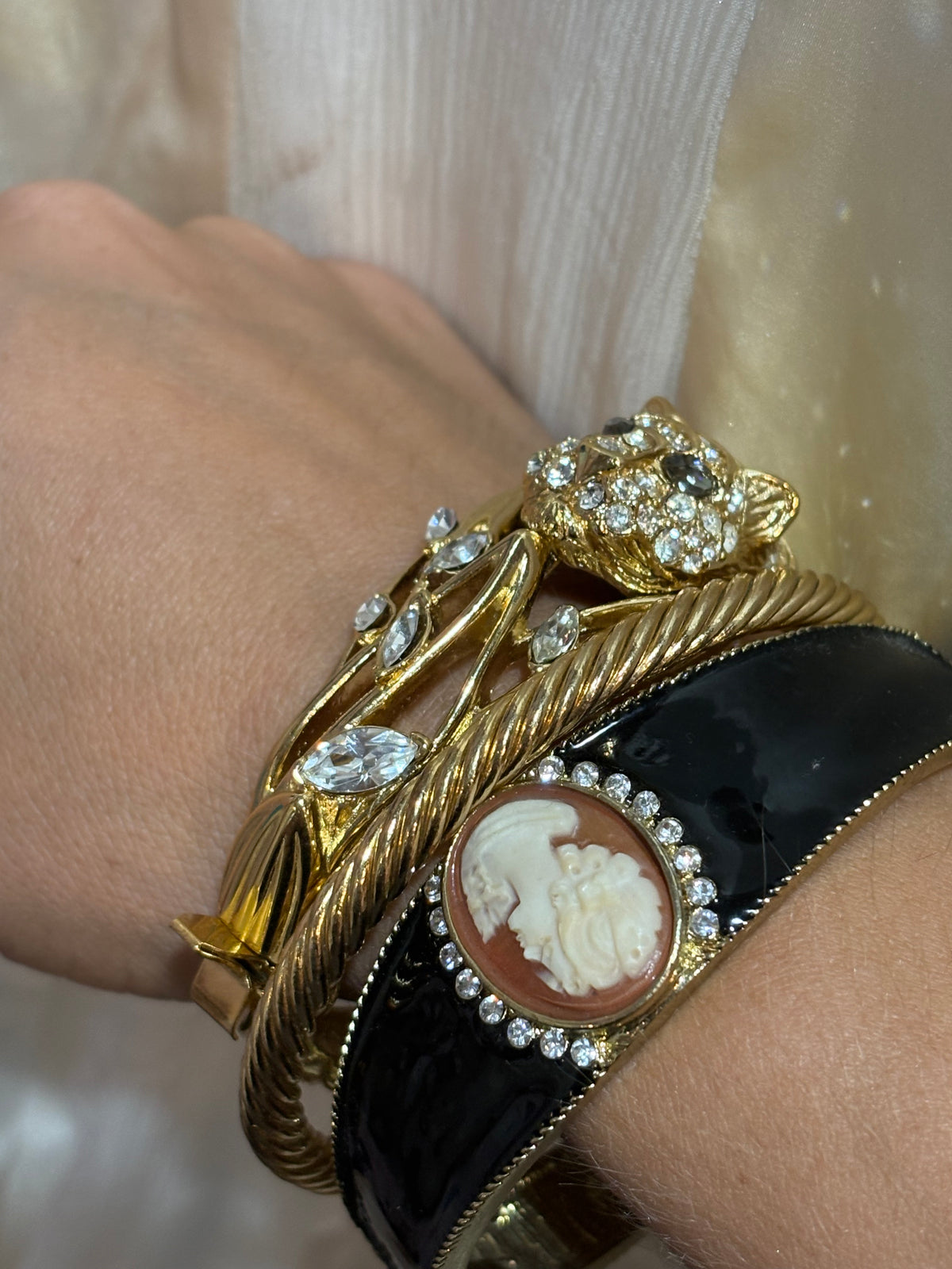 Vintage gold tone twist bangle