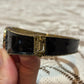 AMEDEO SCOGNAMIGLIO NYC CAMEO BLACK ENAMEL CUFF BANGLE BRACELET