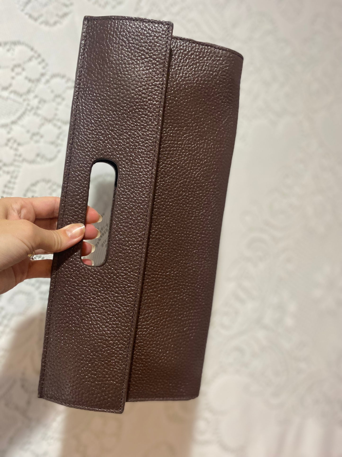 Cleo & Patek brown leather clutch