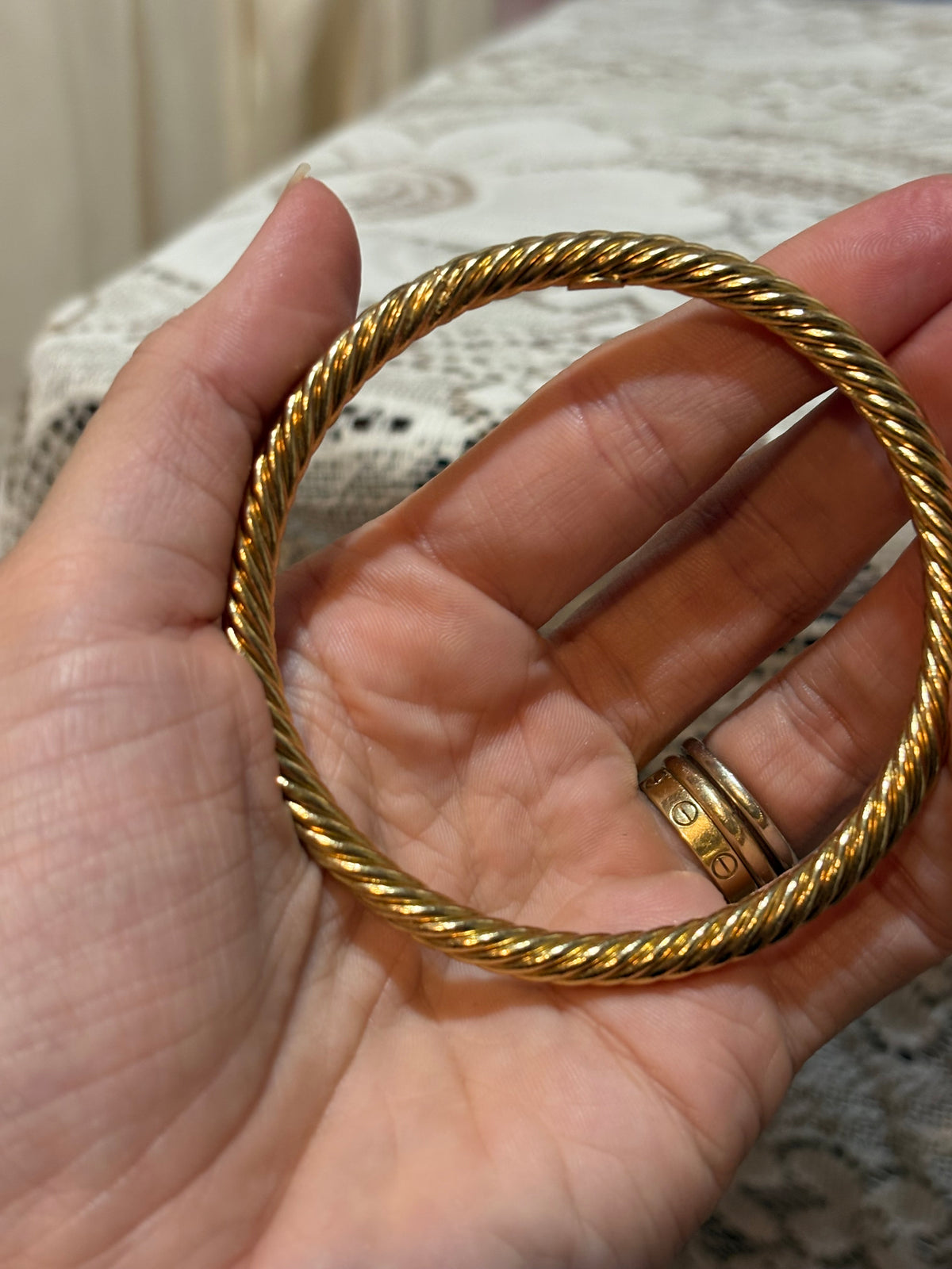 Vintage gold tone twist bangle