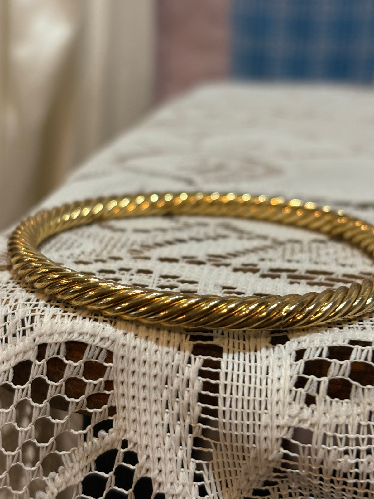 Vintage gold tone twist bangle