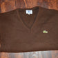 Vintage Brown Lacoste V neck sweater