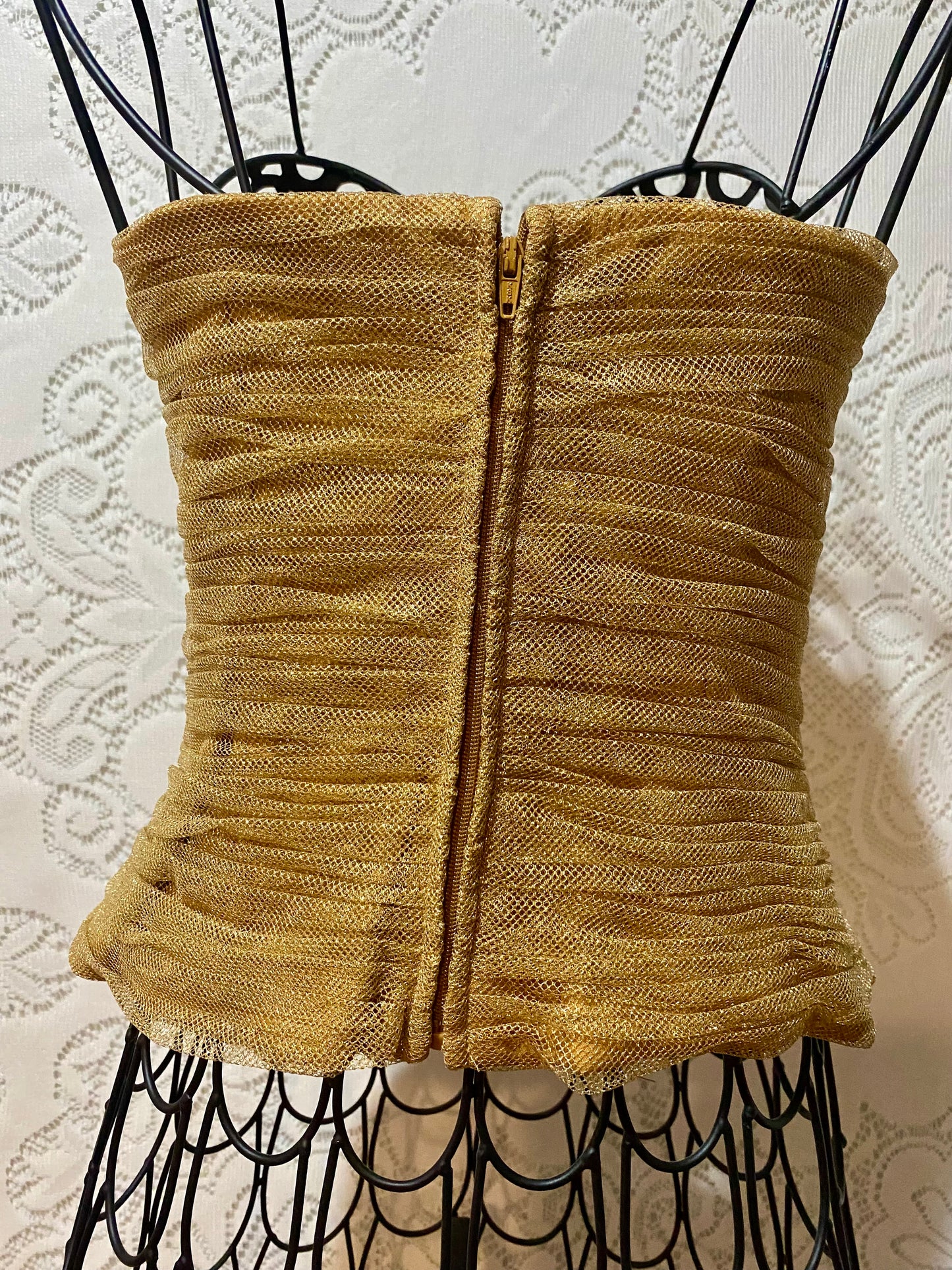 Vintage Kay Unger gold strapless top