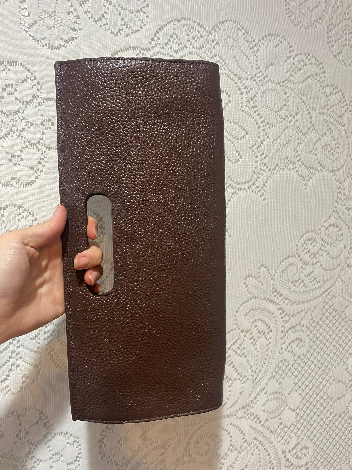 Cleo & Patek brown leather clutch