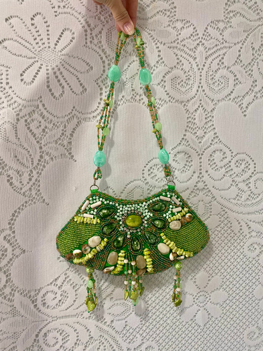 Vintage Green beaded purse