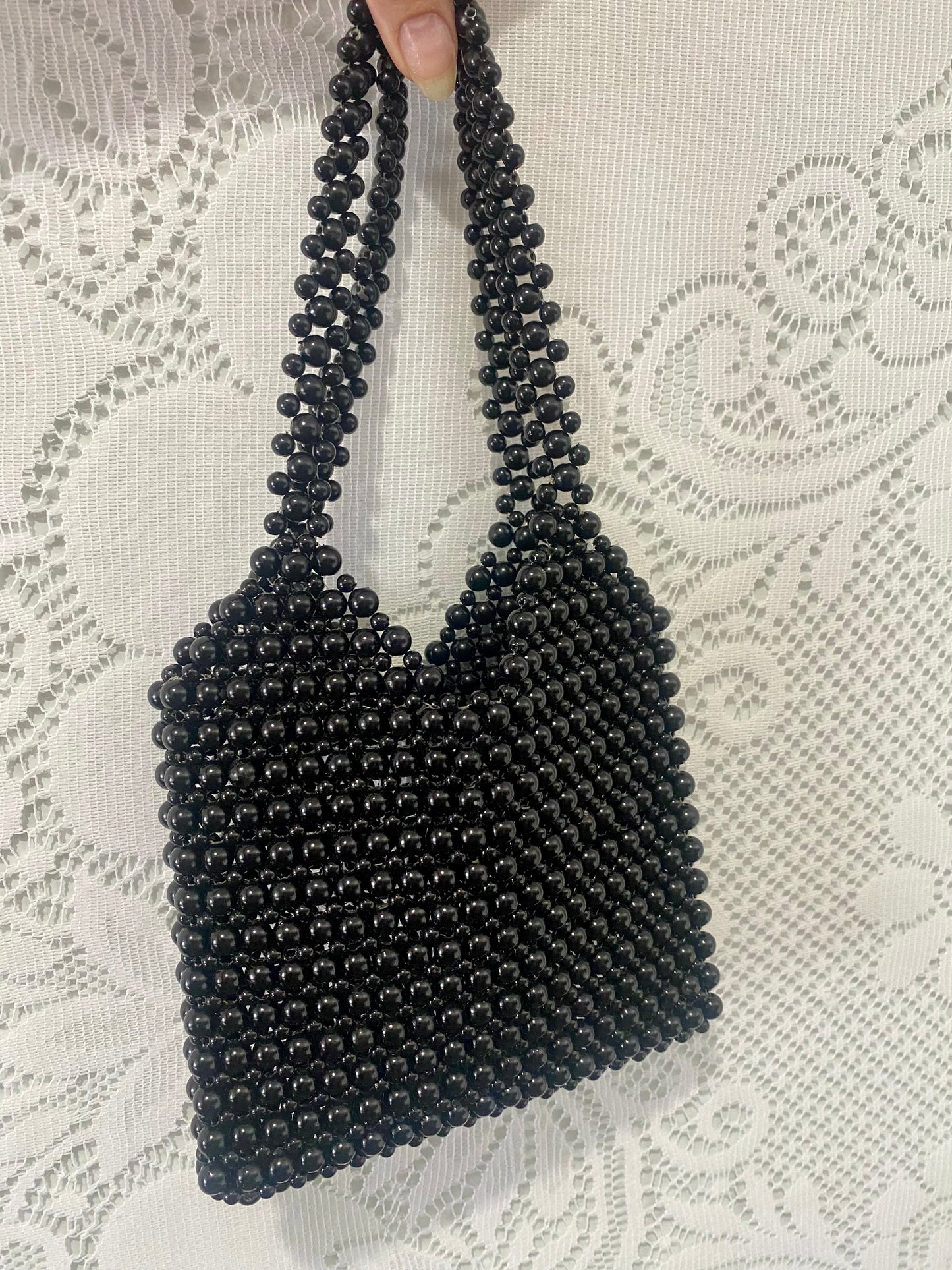 Black beaded mini purse