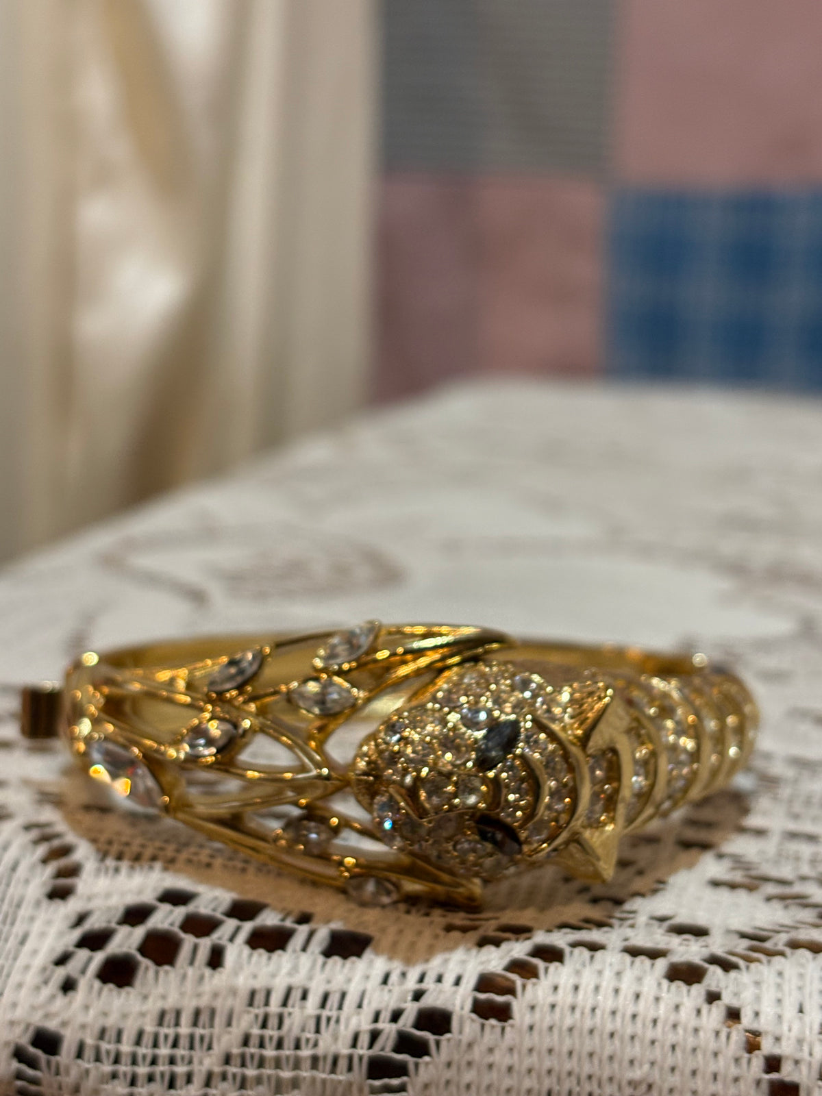 Trifari Goldtone Tiger Rhinestone bracelet