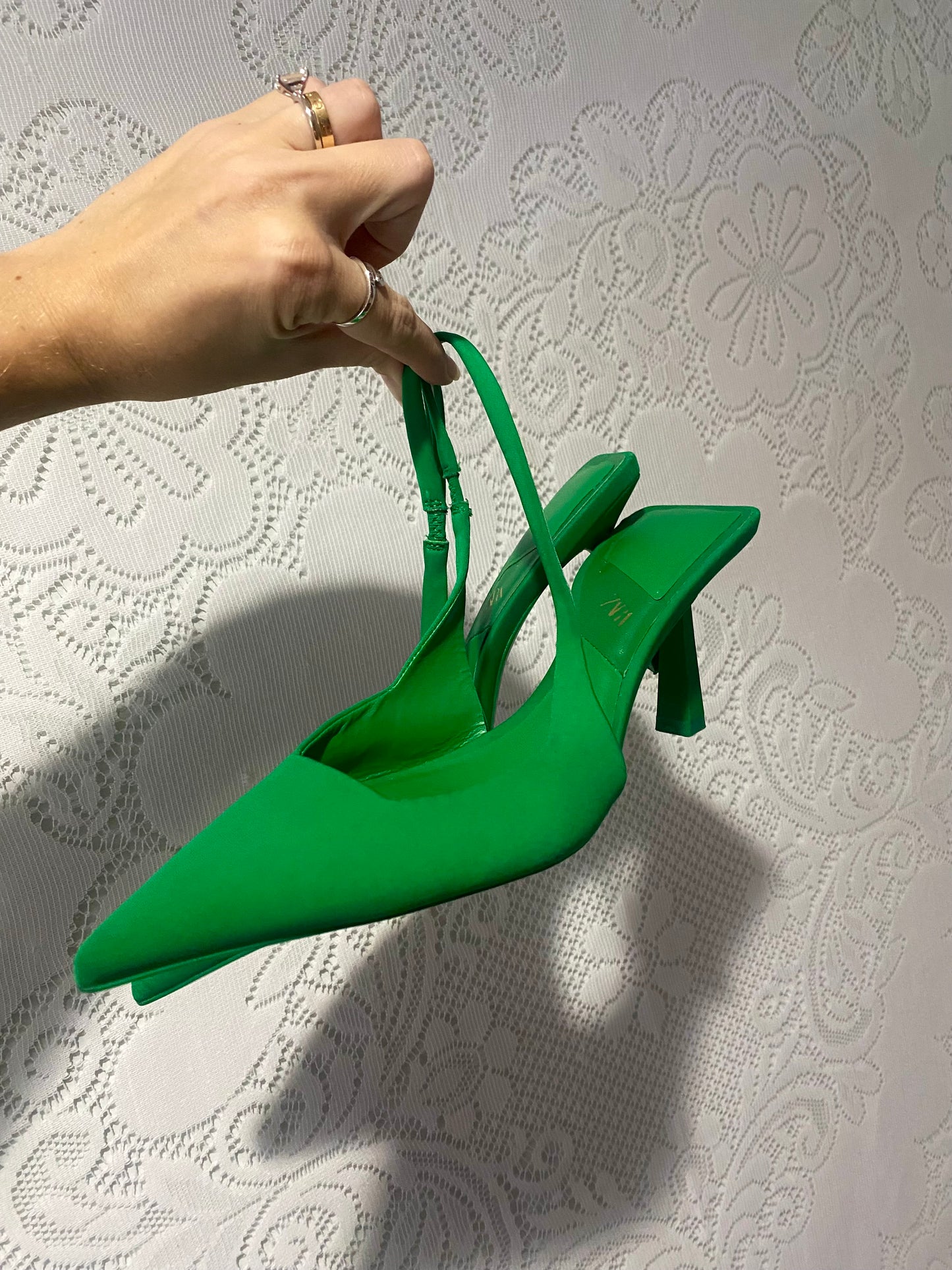 Green Zara kitten heels