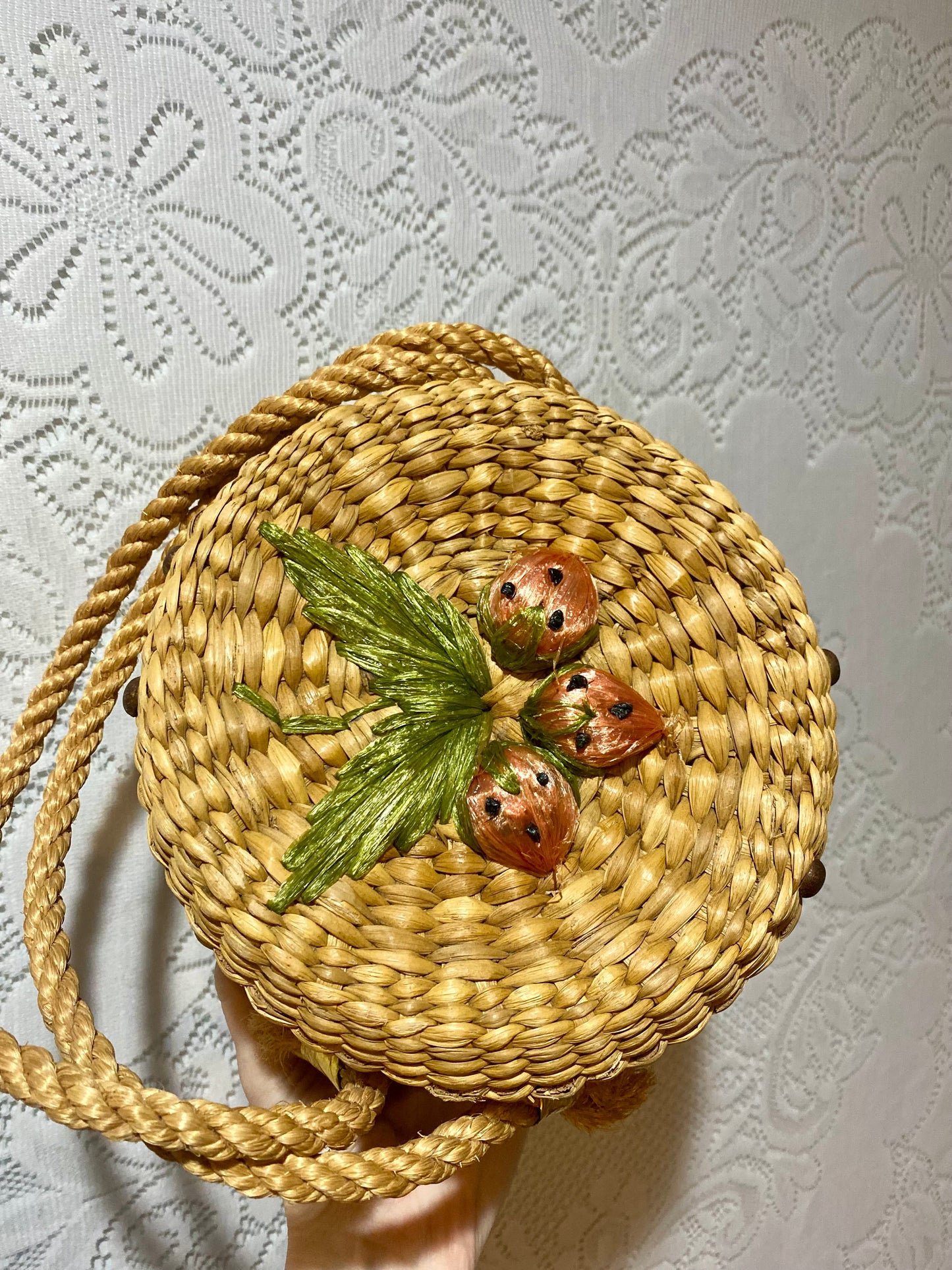 Vintage 50’s woven strawberry purse