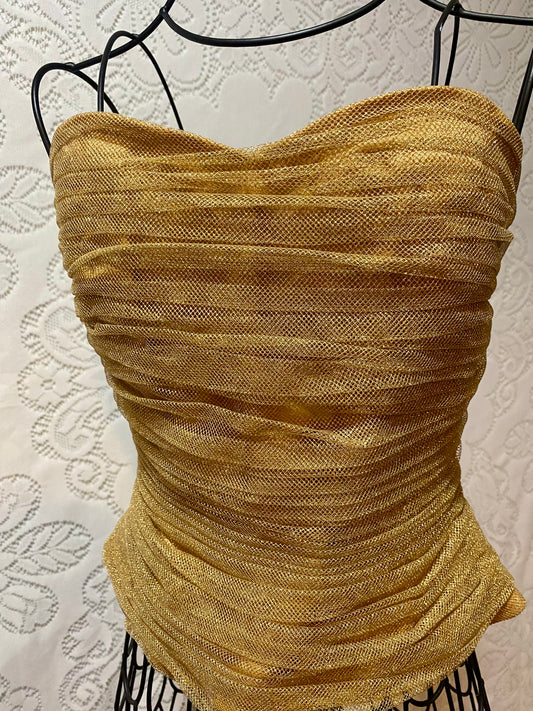 Vintage Kay Unger gold strapless top