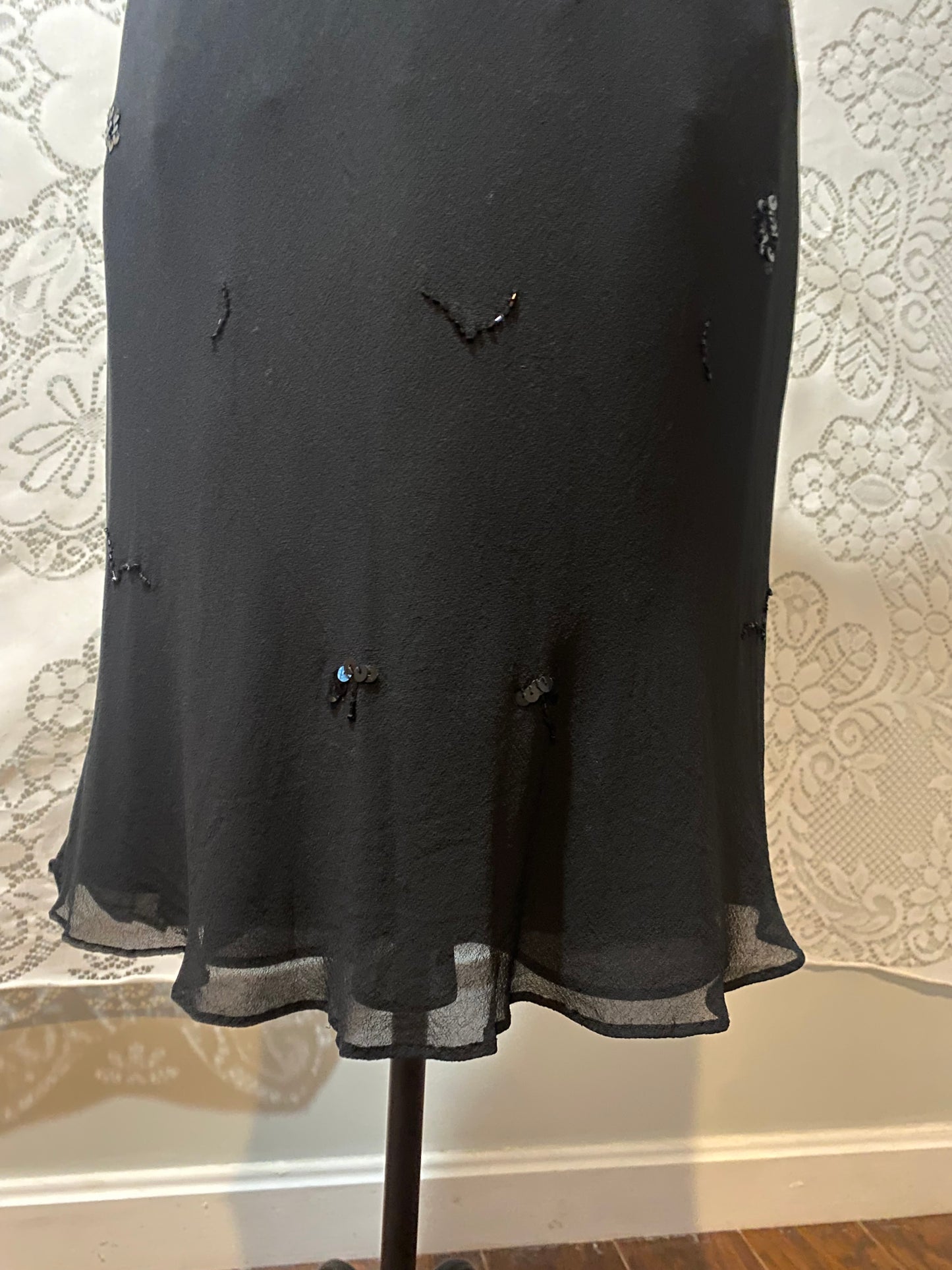 Vintage Lapis embroidered silk LBD