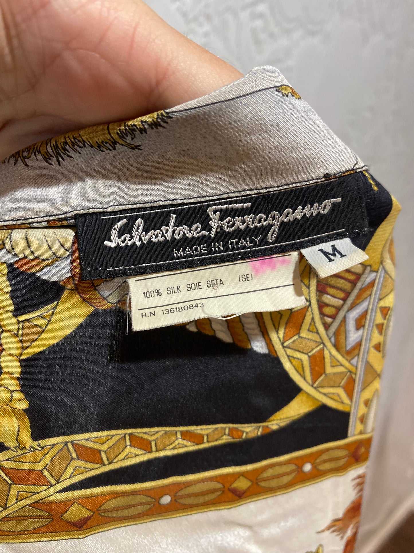 Vintage Ferragamo camel silk button down