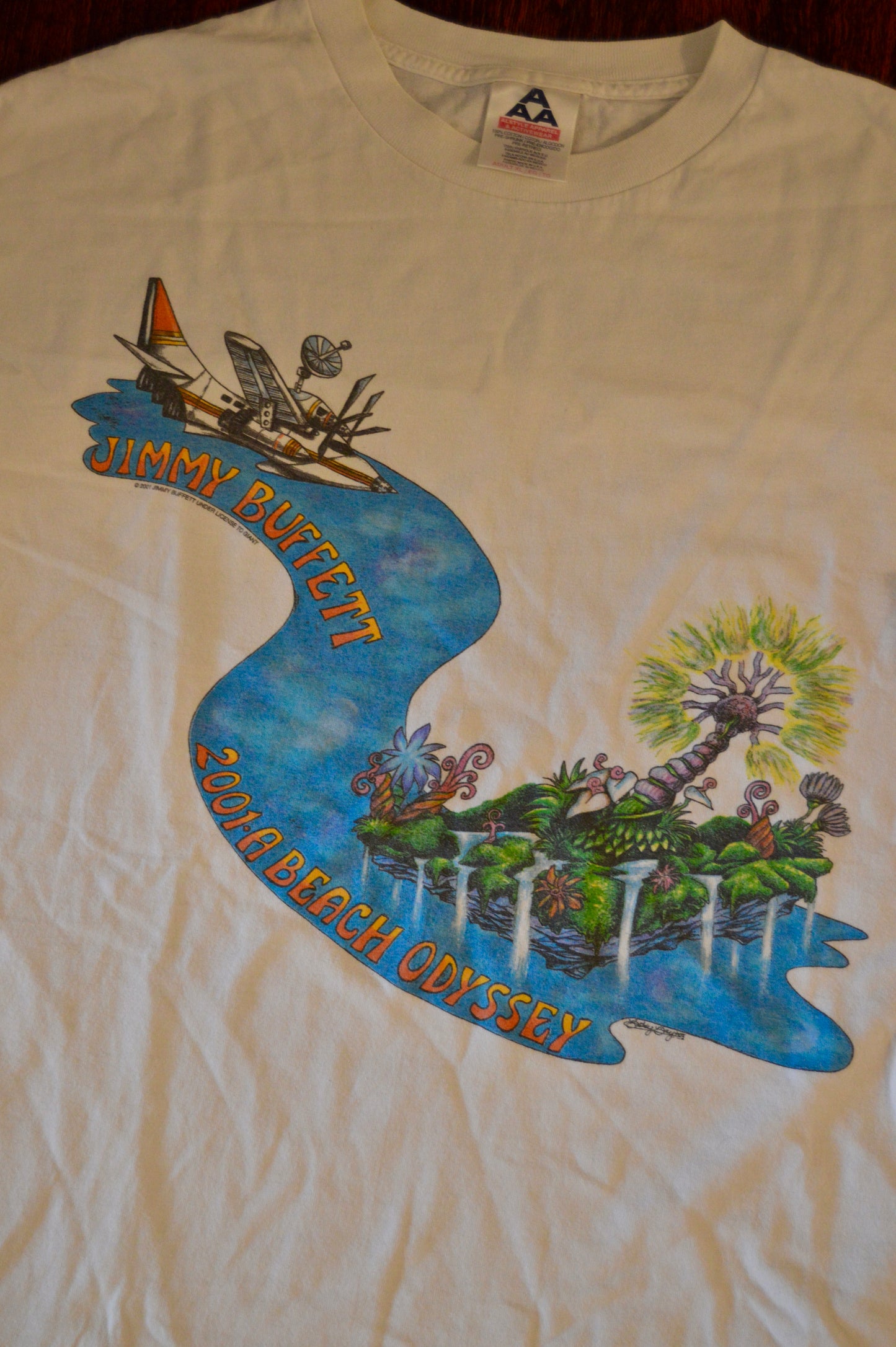 2001 Jimmy Buffet Beach Odyssey Space Graphic Band tee