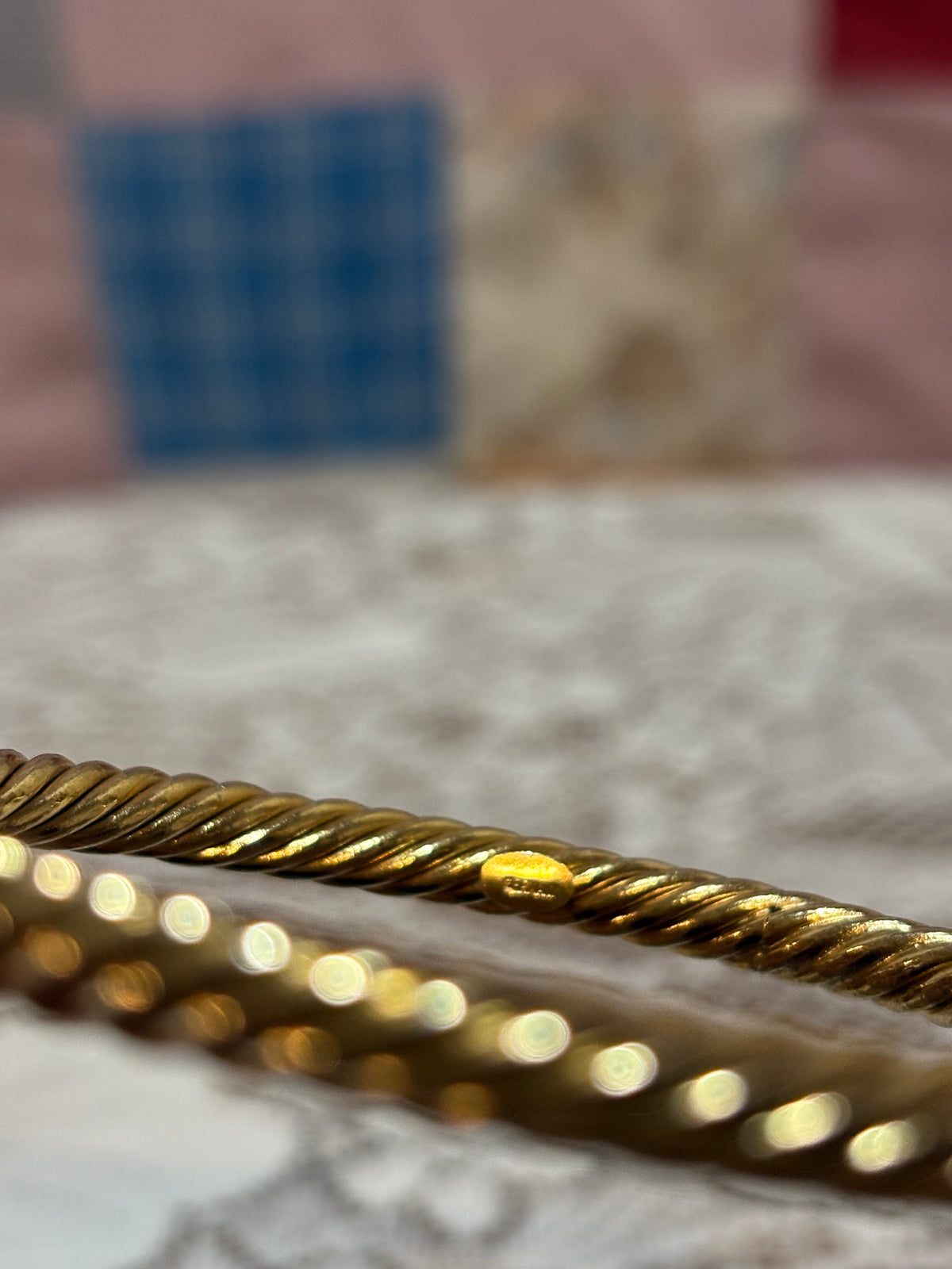 Vintage gold tone twist bangle