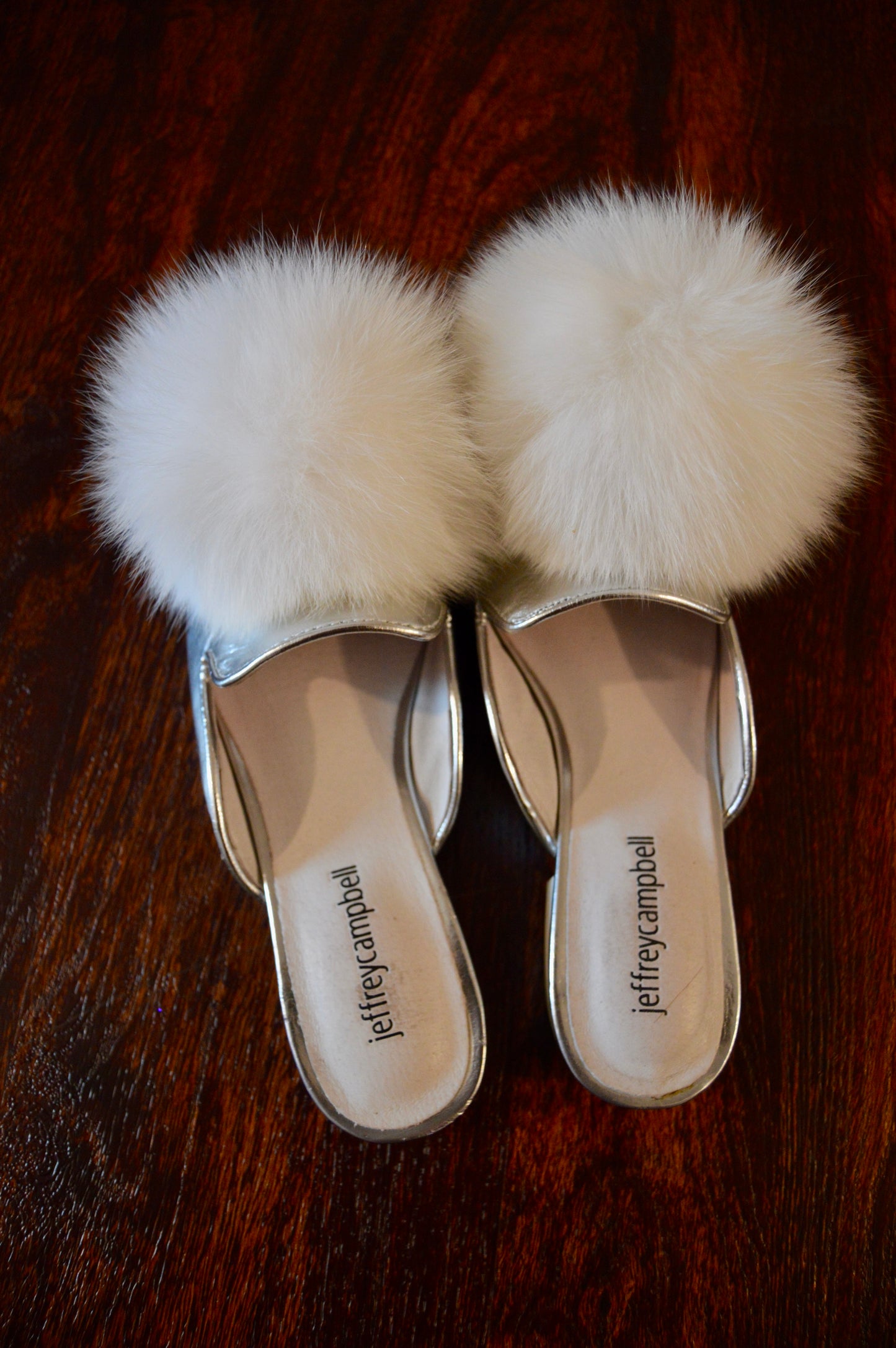 Jeffrey Campbell fur metallic flats