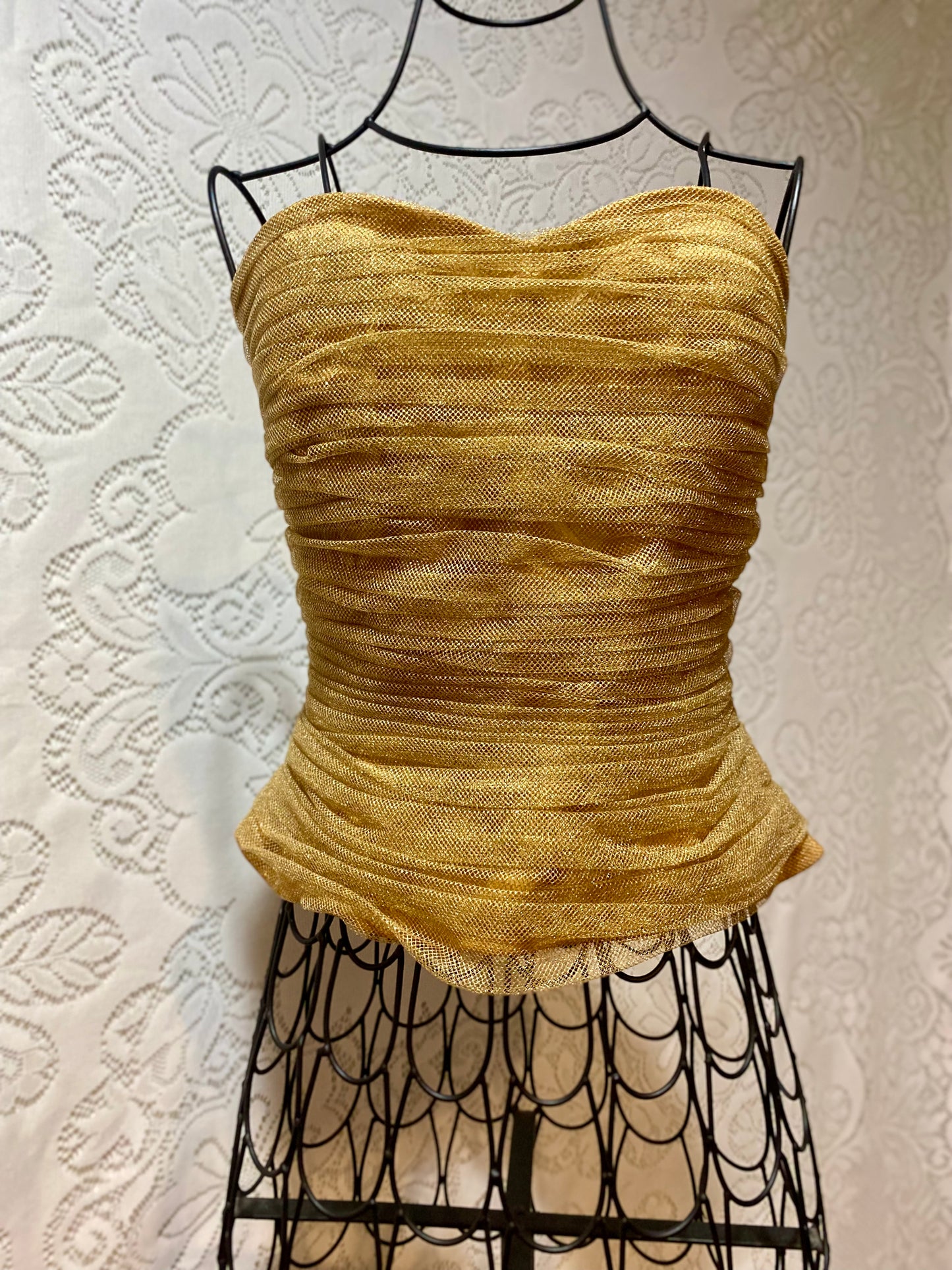 Vintage Kay Unger gold strapless top