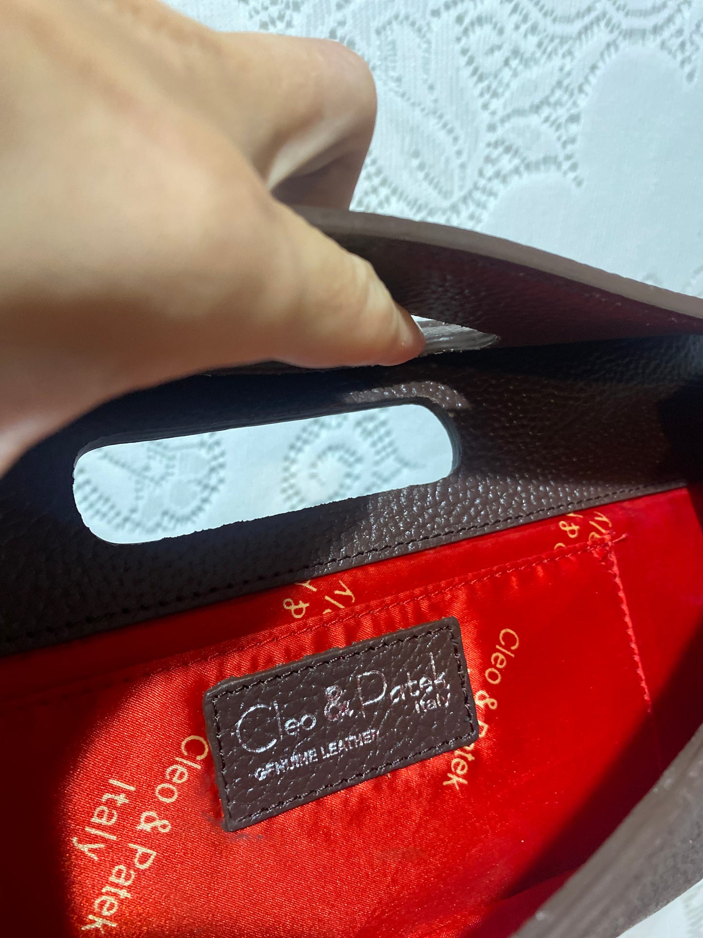 Cleo & Patek brown leather clutch