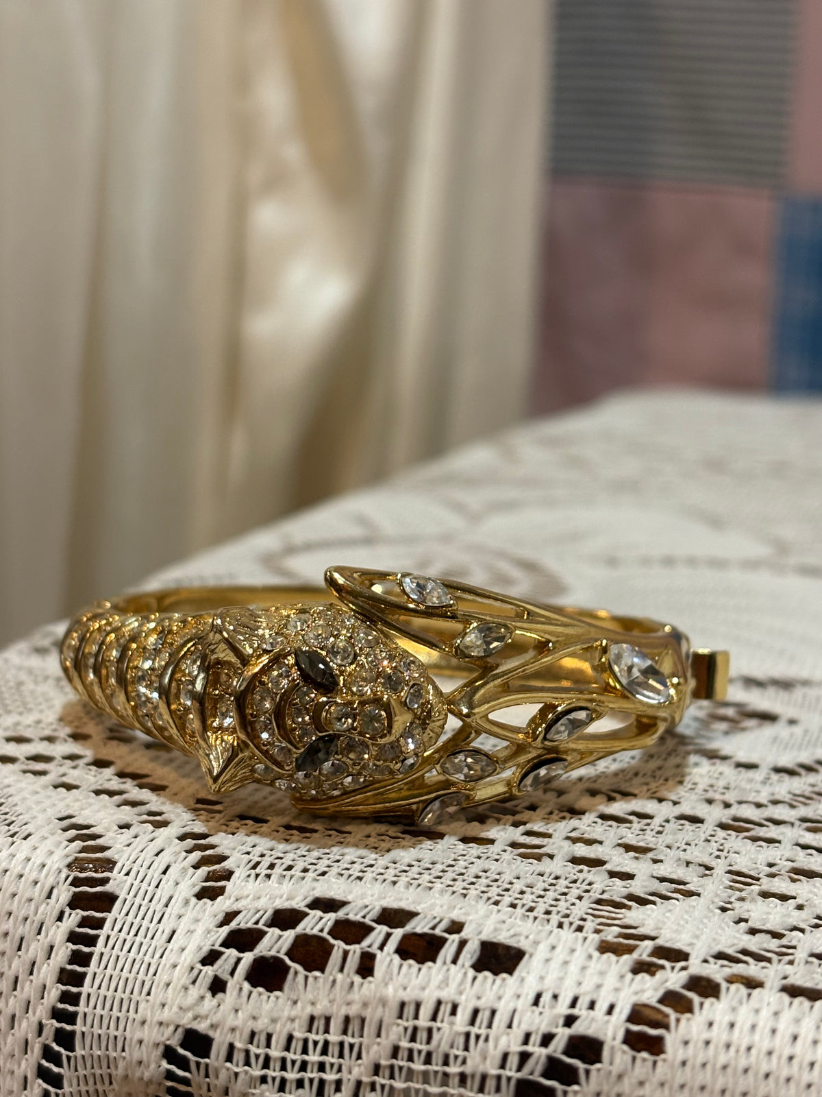 Trifari Goldtone Tiger Rhinestone bracelet