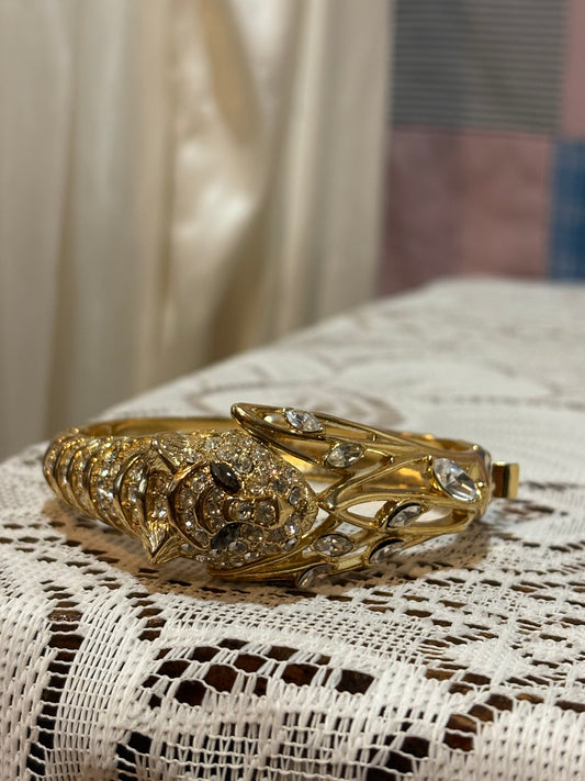 Trifari Goldtone Tiger Rhinestone bracelet