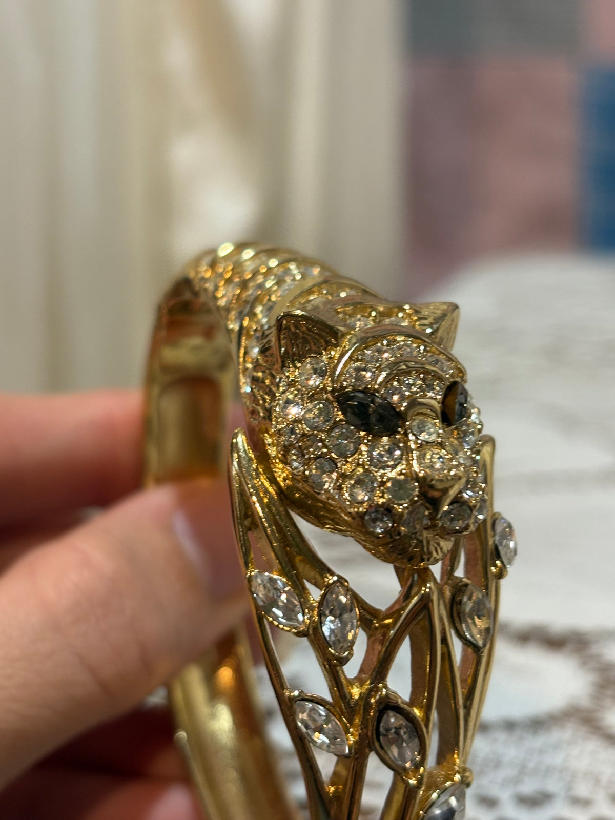 Trifari Goldtone Tiger Rhinestone bracelet